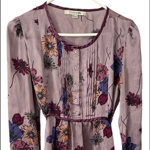 Forever 21 LS Multicolor Floral Blouse Medium